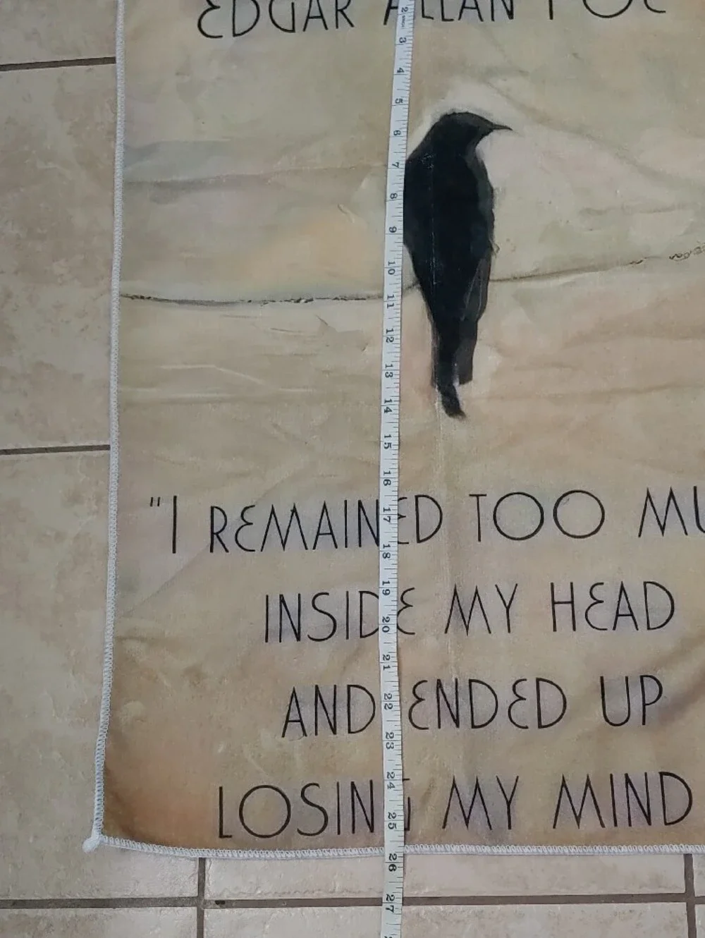 Edgar Allan Poe Quote Wall Art Dark Poetry Fabric Decor